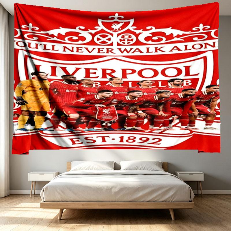 Liverpool F.C Print Tapestry - Portable Wall Decor Cloth, for Home, Dorm, Travel, Bedroom, Living Room - Ideal Birthday Housewarming Gift