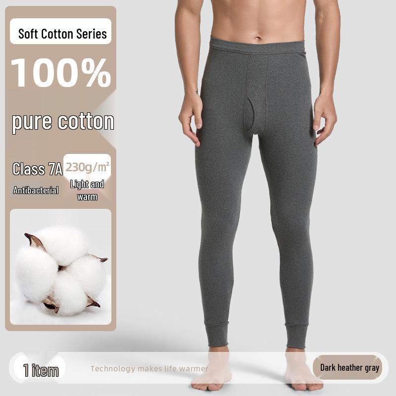 Men's 100% Cotton High-Neck Knit Thermal Set: Antibacterial Top & Bottoms, Plus Sizes