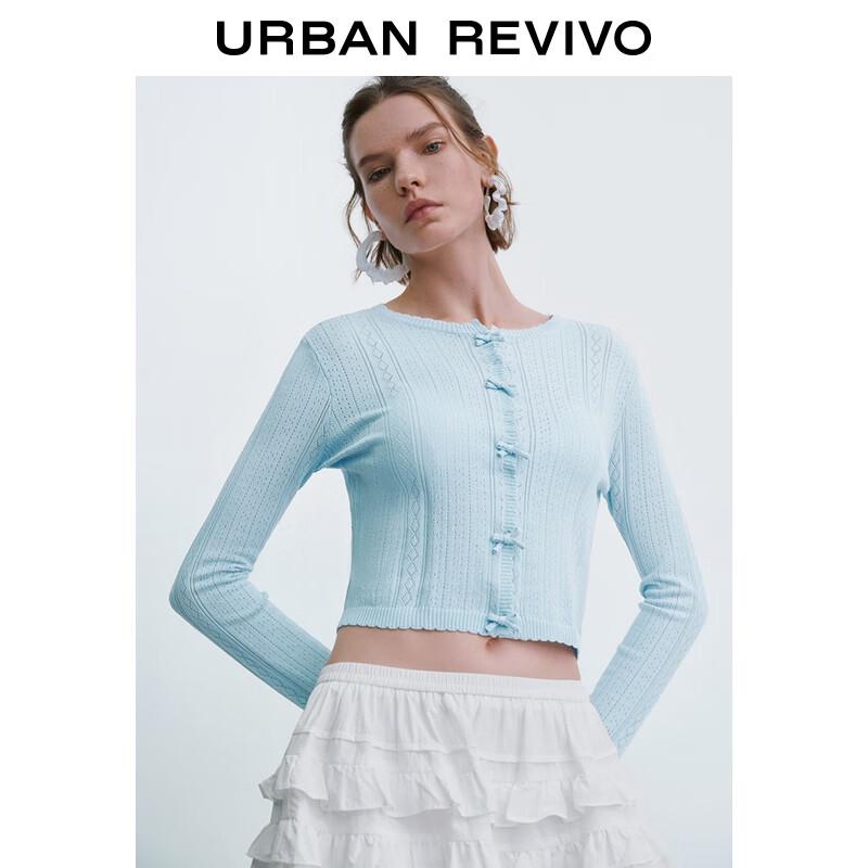 UR Women's Sweet Bowknot Openwork Slim-fit Knitted Cardigan