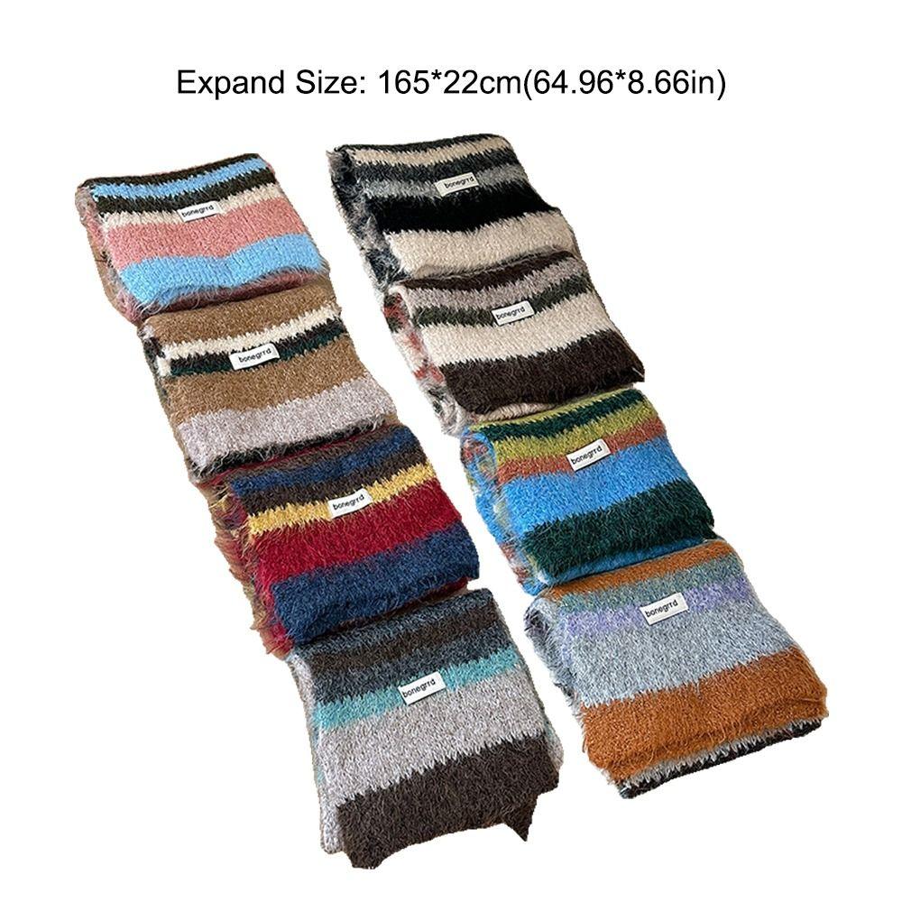 Colorful Neck Protection Knitted Scarf Stripe Cape Wraps Women Fashion Woolen Shawl