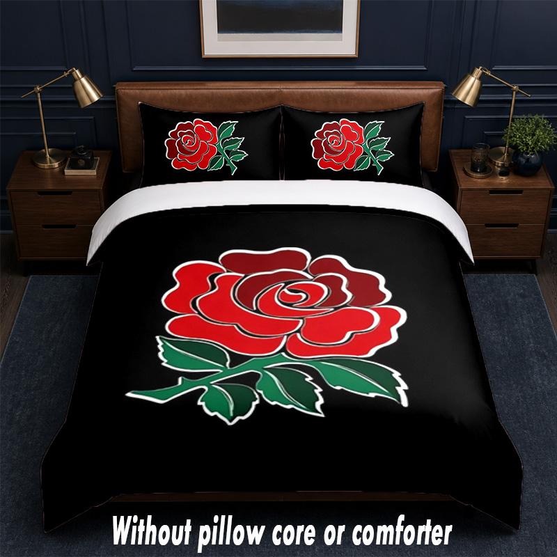 Set Biancheria da Letto Design Rugby Inghilterra 1 Copripiumino + 2 Federe Morbido Traspirante Biancheria da Letto per la Casa