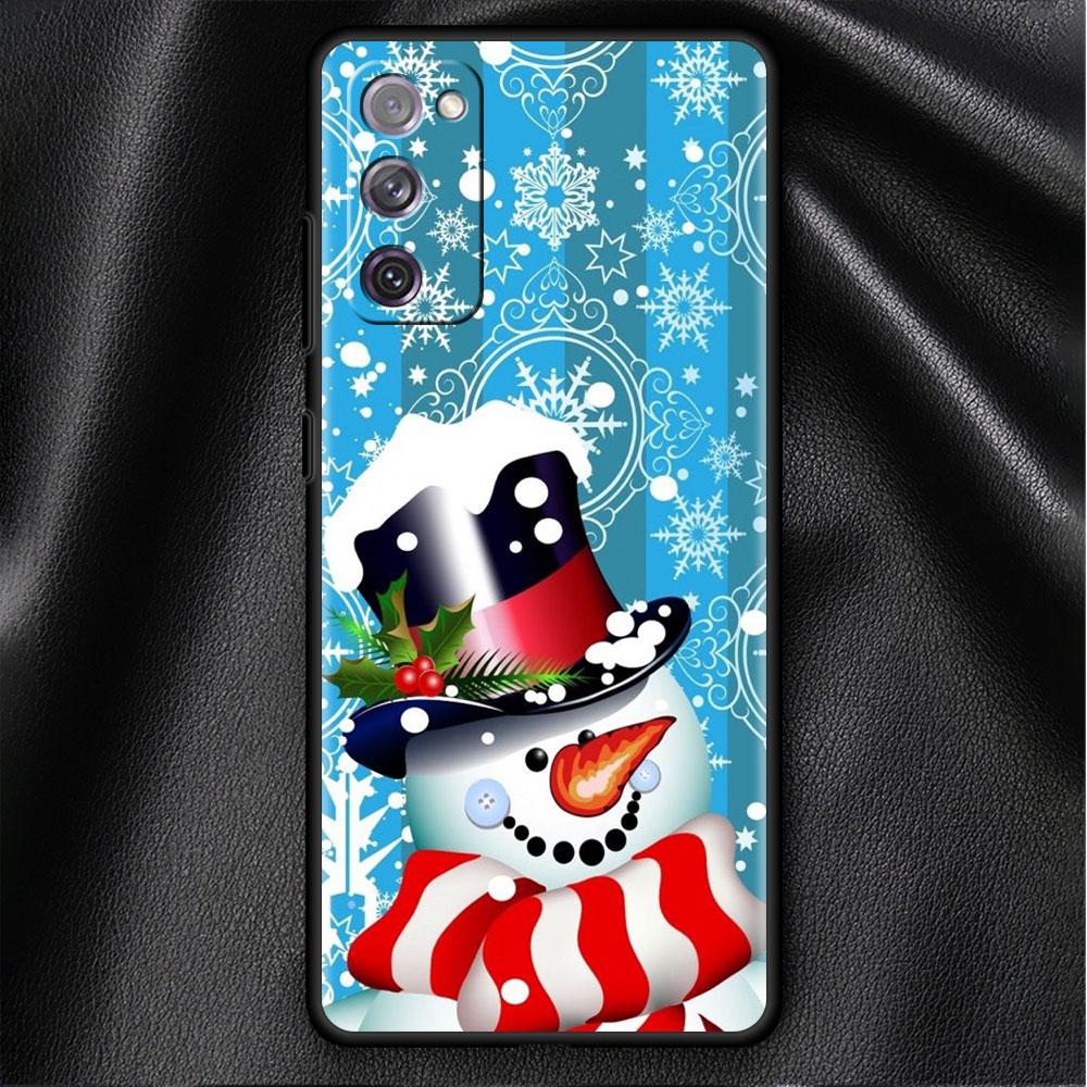 Bumper Case For Samsung Galaxy S22 Ultra S21 FE S20 Plus S10 Lite Phone Cover S10e S9 S8 S7 Silicone Funda Christmas Snowman Sac