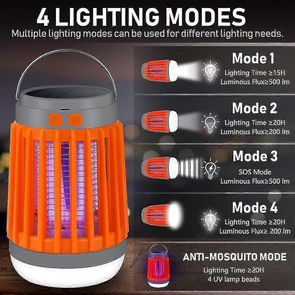 Camping Lamp Solar Camping Lamp Uv Light Insect Killer Mosquito Killer Camping Lantern Ip67 Waterproof Portable Mosquito Killer Tent Lamp Usb Recharge