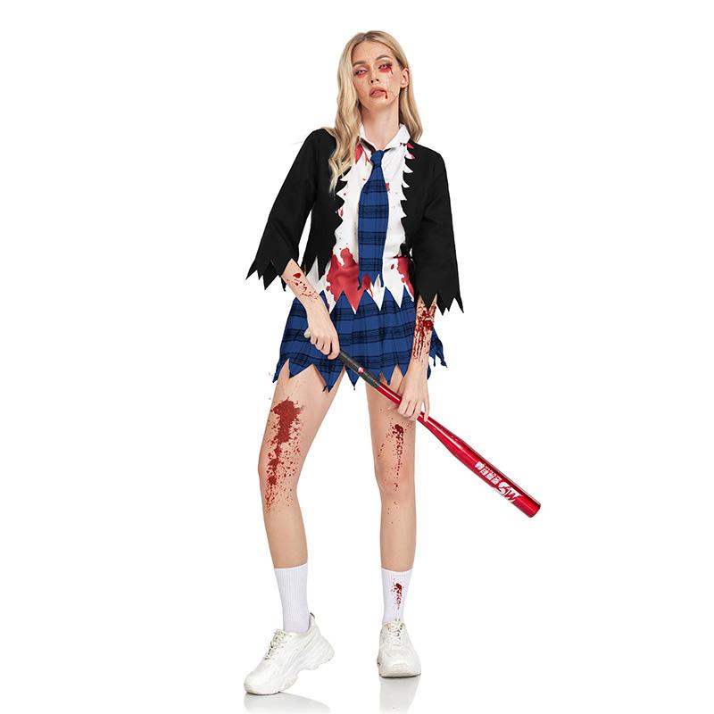 

Женский костюм Вампир Костюм студентки академии Террорист Аксессуар для Хэллоуин-вечеринки L синий