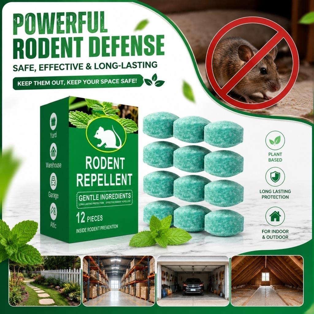 Pastiglie Repellenti per Roditori 12 Pezzi Ingredienti Naturali Non Tossiche Controllo dei Parassiti per Uso Interno ed Esterno Repellente per Roditori Sicuro ed Efficace