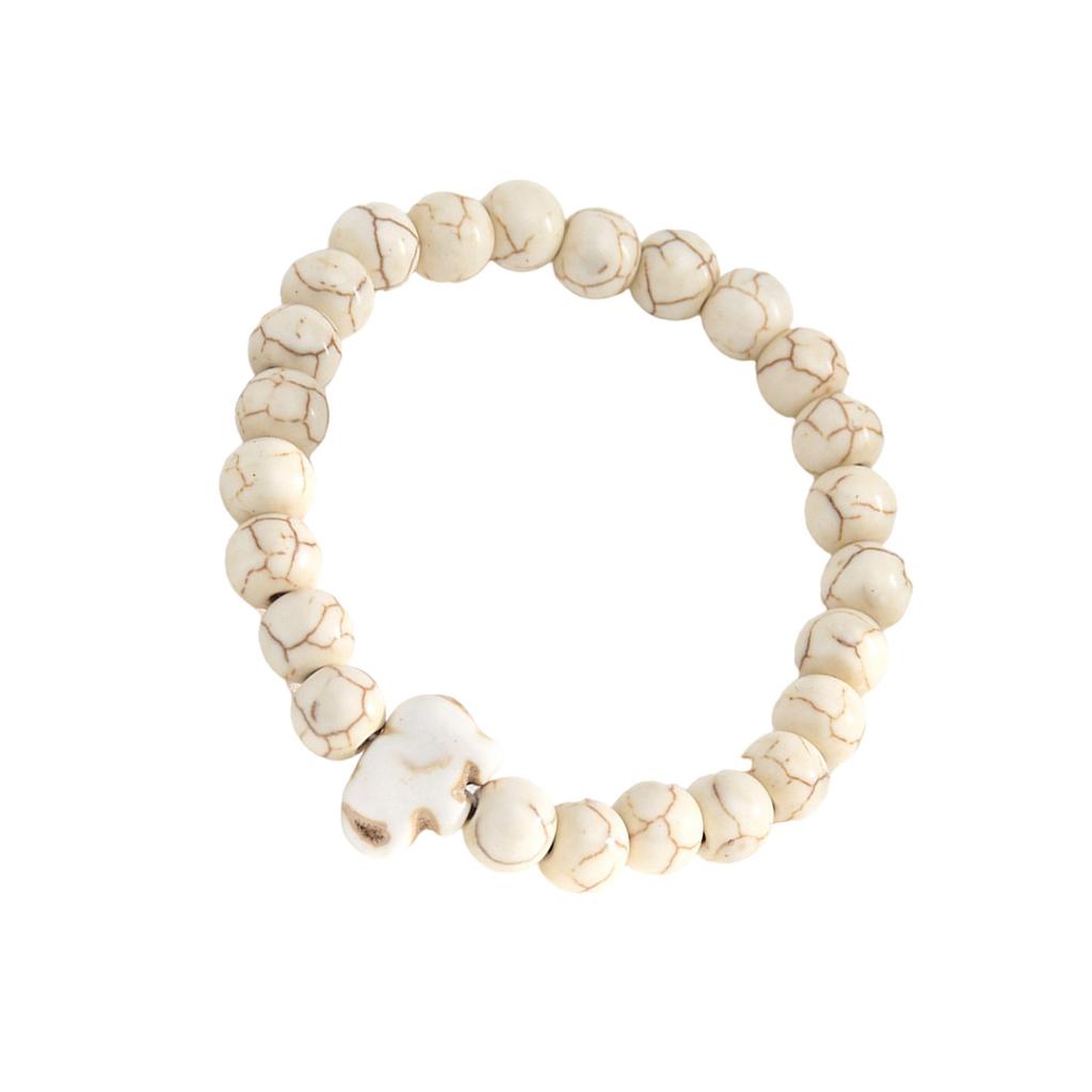 Yoga Chakra Bracelet With 8MM Round Natural Stones And Elephant Charm For Daily Wear And Fashion Enthusiasts