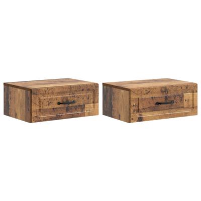 Wall Mounted Nightstand 2 Pcs Reclaimed Wood Look 49 X 34.5 X 20 Cm