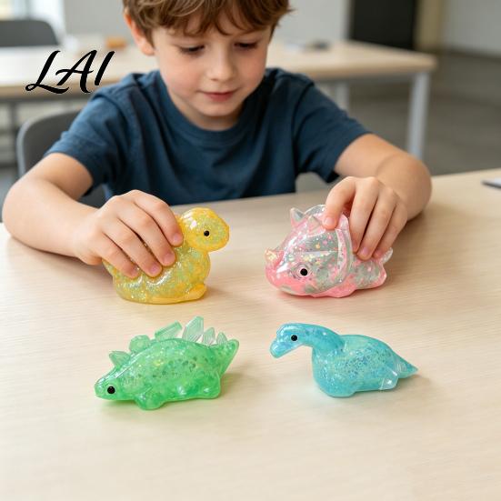 Wachsige Textur Stressball Dinosaurierform Knetspielzeug Glitzer Weich zum Zusammendrücken zur Linderung Klar Langsamer Rückprall Taktiles Fidget Spielzeug für Kinder und Erwachsene Diamantgeschliffen