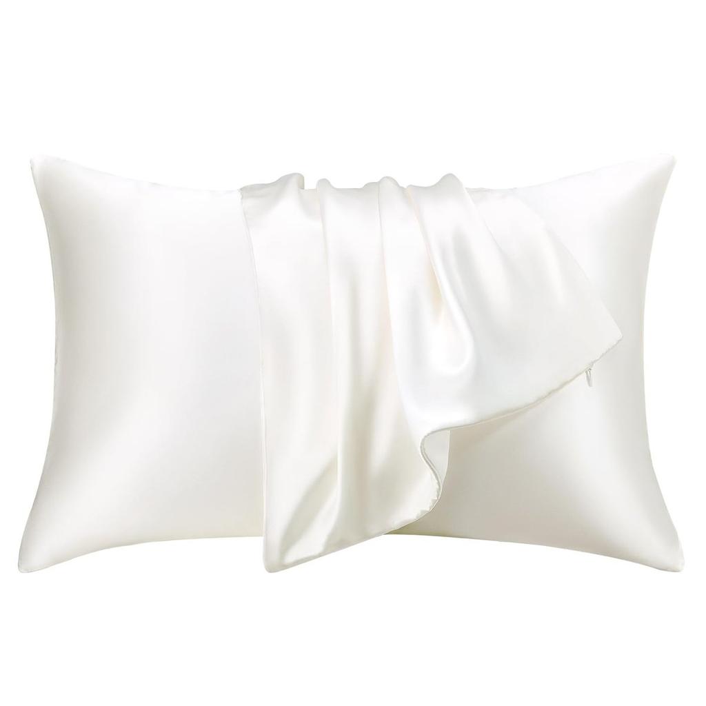 Kumori Silk Pillowcase Grade 6A 100% Pure Silk One-Sided 43x63cm Zippered Hair Care Skin Care Ivory