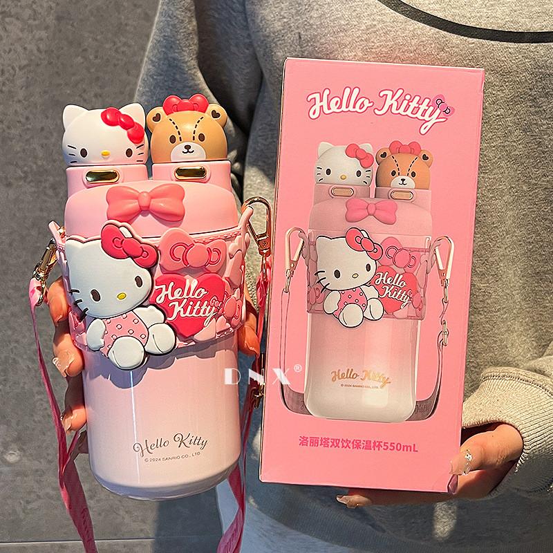 Hello Kitty 550ml Insulated Travel Mug With Straw Lock For Kids And Students