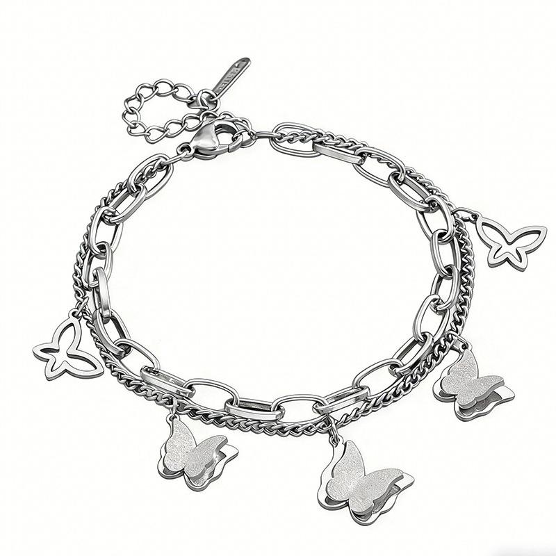 

1Pcs Beaded Mesh Bracelet, Double-Layer Titanium and Steel Hand Chain, Women s Simple Jewelry Hand Chain
