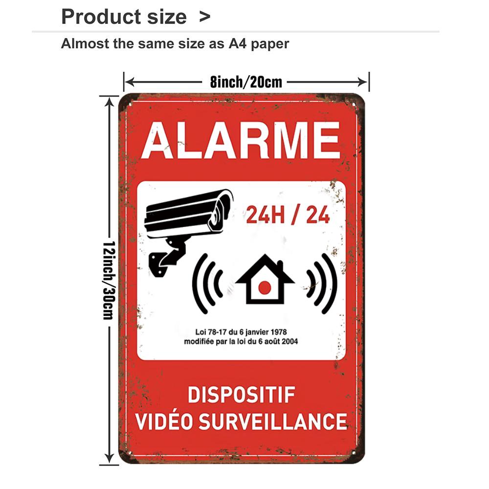 Vintage Tin Sign Retro Warning Metal Sign Video Surveillance Signs No Trespassing Sign Poster For Garage Home Man Cave Wall Deco