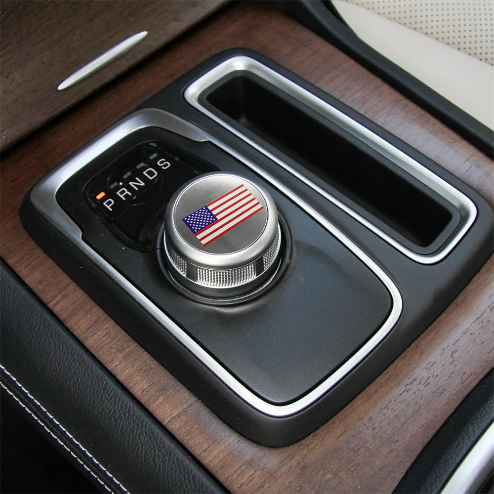 Shift Knob Trim Brushed Stainless American Flag For Dodge Chrysler RAM 1500 2500