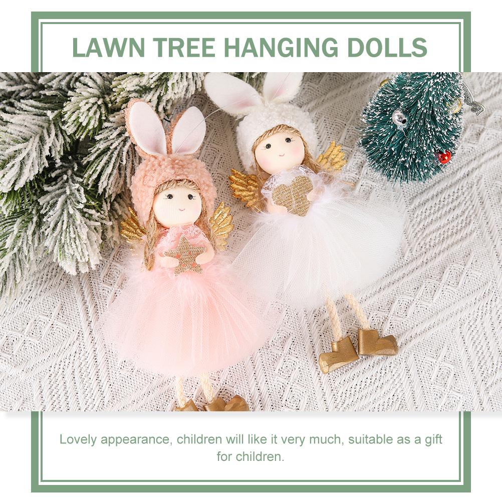 2 Pcs Cute Angel Pendant Garden for Outside Decorate Christmas Ornaments Pink