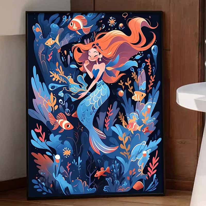 Disney DIY diamond painting 5d mermaid and fish underwater world full drill cross stitch diamond living room bedroom decoration painting