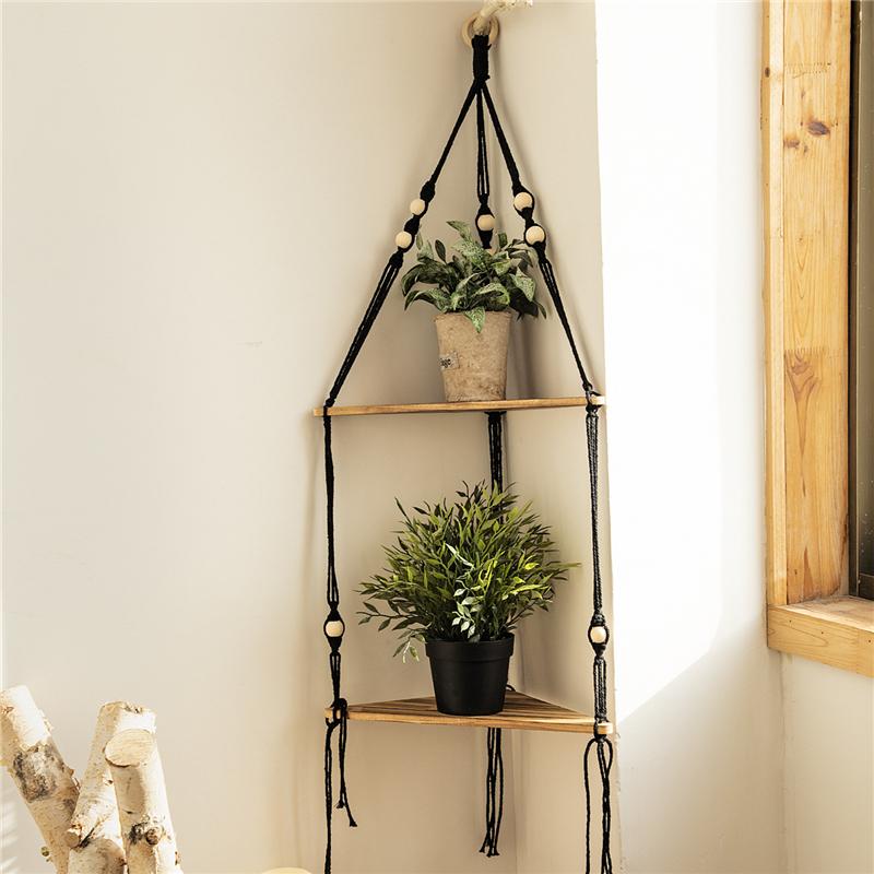 Floating Triangle Shelves Wood Stand Boho Home Decor Corner Shelf LivingRoom Bedroom Wall Hanging Decoration Shelf Display Stand
