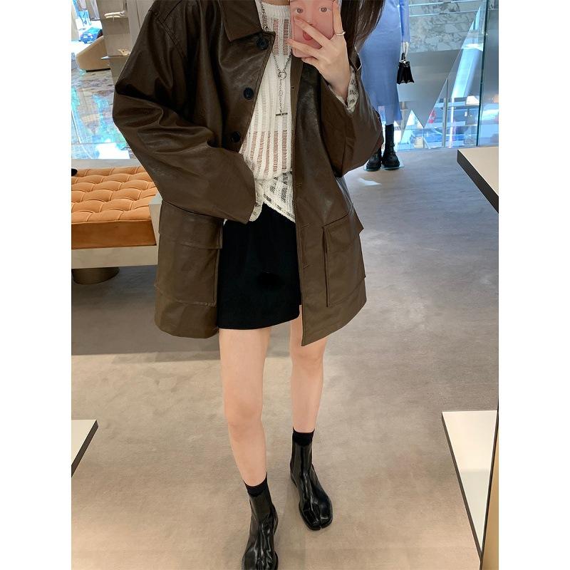 Cowhide version~ niche medium tube elastic toe Chelsea boots women's British style retro split-toe short boots pig's trotter boots