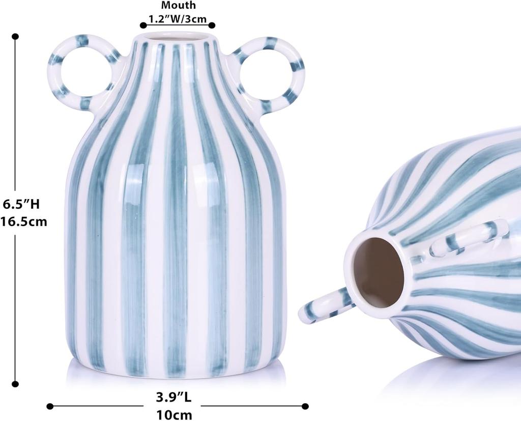 Colorful Hand‑Painted Ceramic Vase – Artistic Multicolor Striped Pottery for Home Décor & Boutique Display