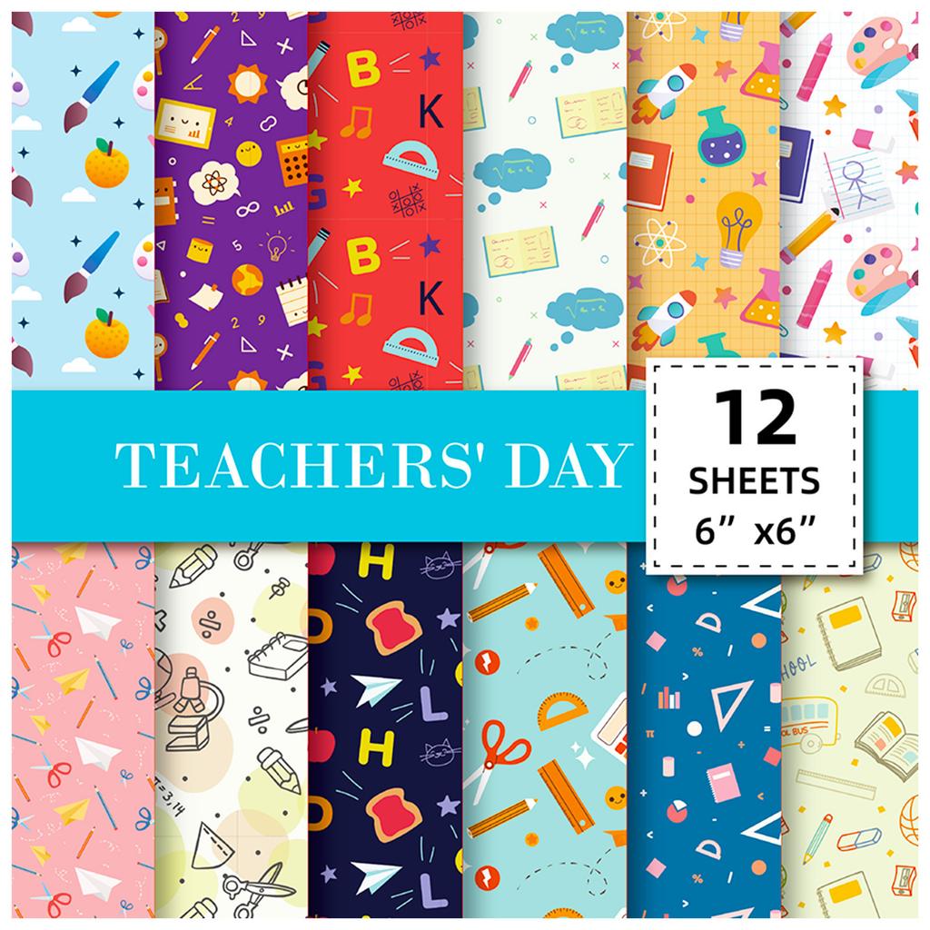 12 Teachers' Day Material Paper-Cut Gift Outer Packaging Backing Scrapbook Card Personalized Handbook