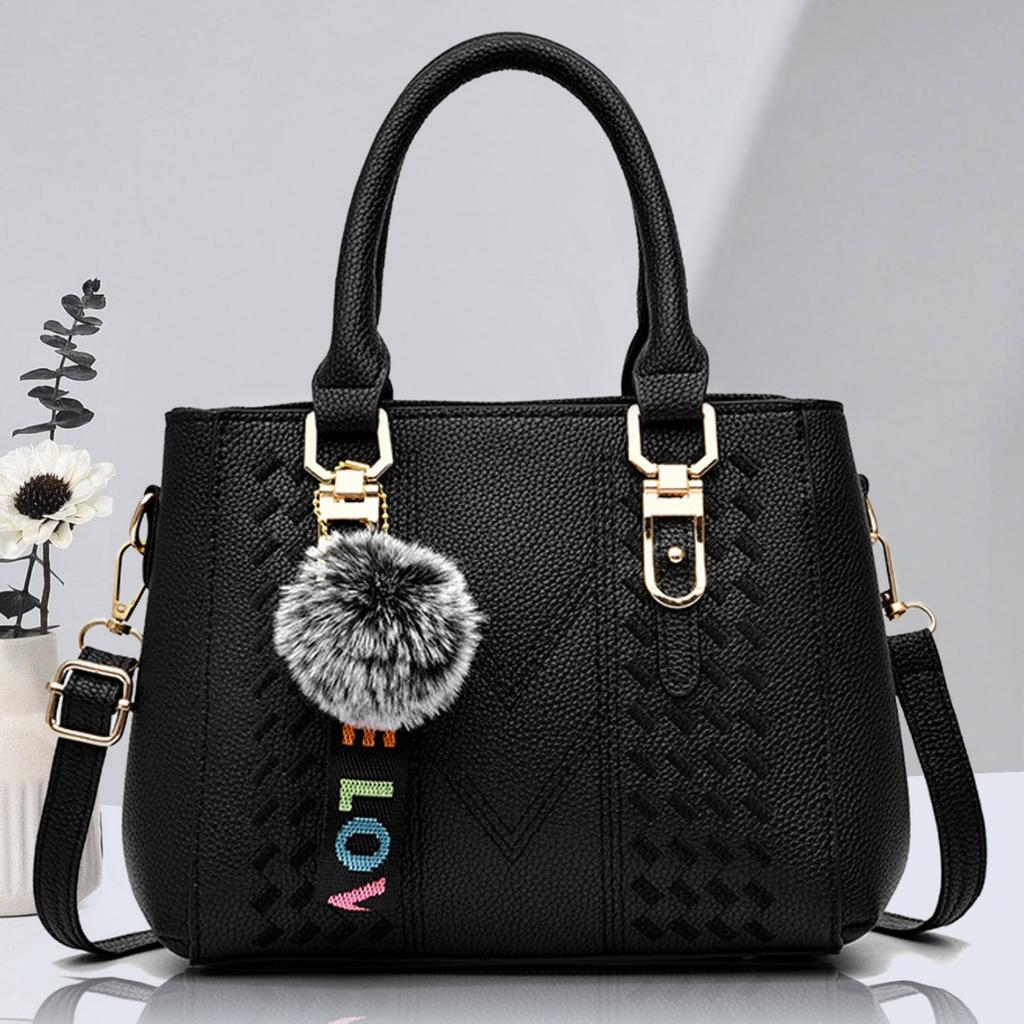 Bags women's new trendy European and American handbags hairball pendants simple shoulder messenger bags women's bags