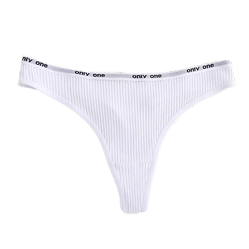 Tanga din bumbac cu nervuri cu talie joasă pentru femei - Distractiv, Sexy, Mărime europeană, Dispoziție seducătoare