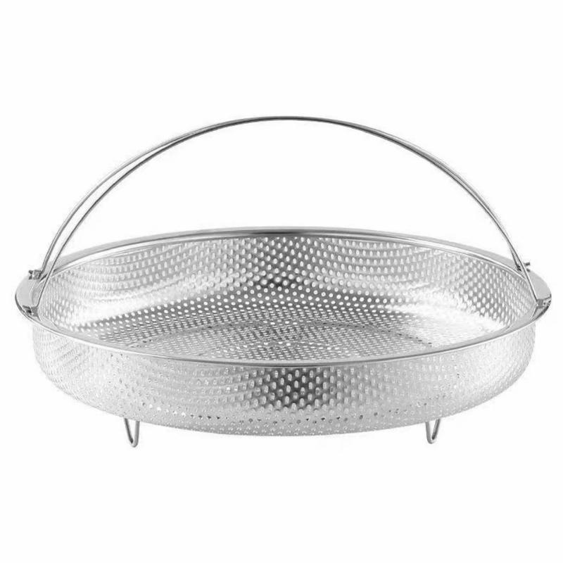 Stainless Steel Steamer Basket Dishwasher Safe Perforated Design with Removable Handle for Home Kitchen Steaming Veggie Egg Dumpling