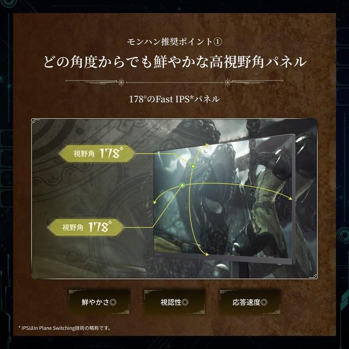 REGZA Gaming Monitor 27 inch WQHD 240Hz Monster Hunter: World Recommended Quality 1ms(GTG) HDR10 Fast IPS Panel Adaptive Sync HDMI RM-G276N