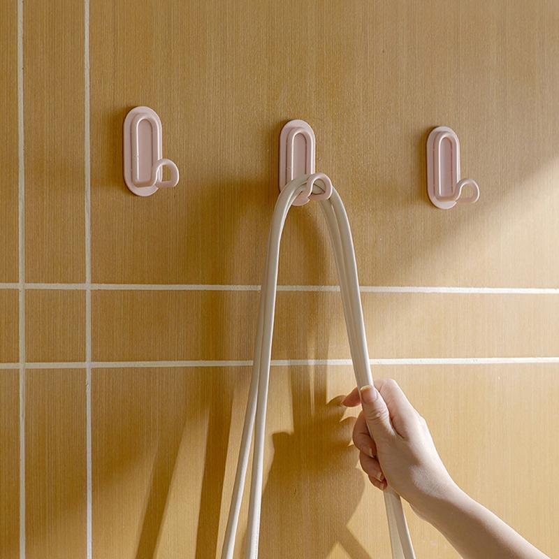 Pink Purple Wall Hook Punch-Free Bathroom Kitchen Storage Hook Door Hanger Self Bag Hat Rack Key Holder Hardware Hook Home Decor