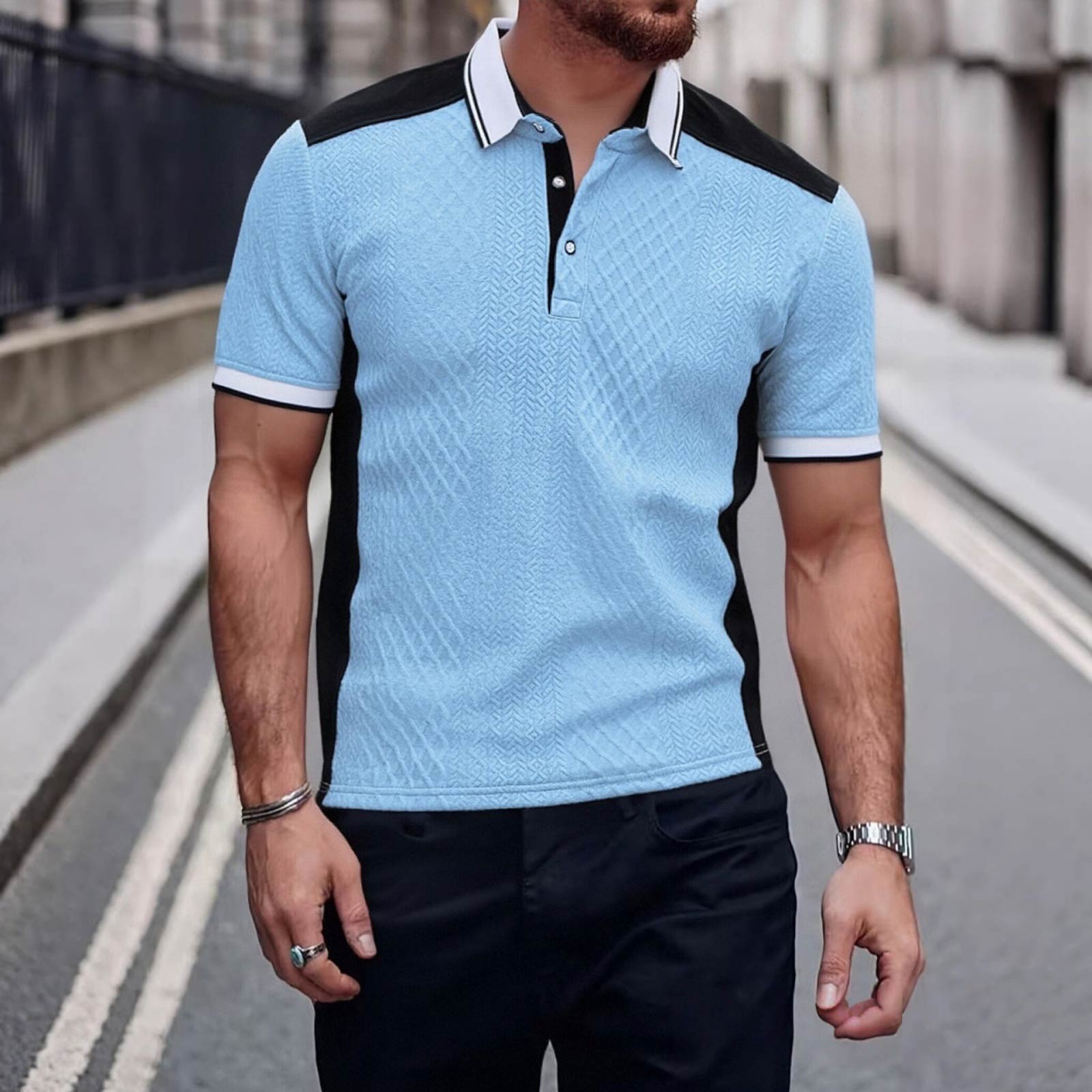 

New Men s Casual Fashion T-shirt, Trendy And Versatile For Daily Wear XL світло-синій колір