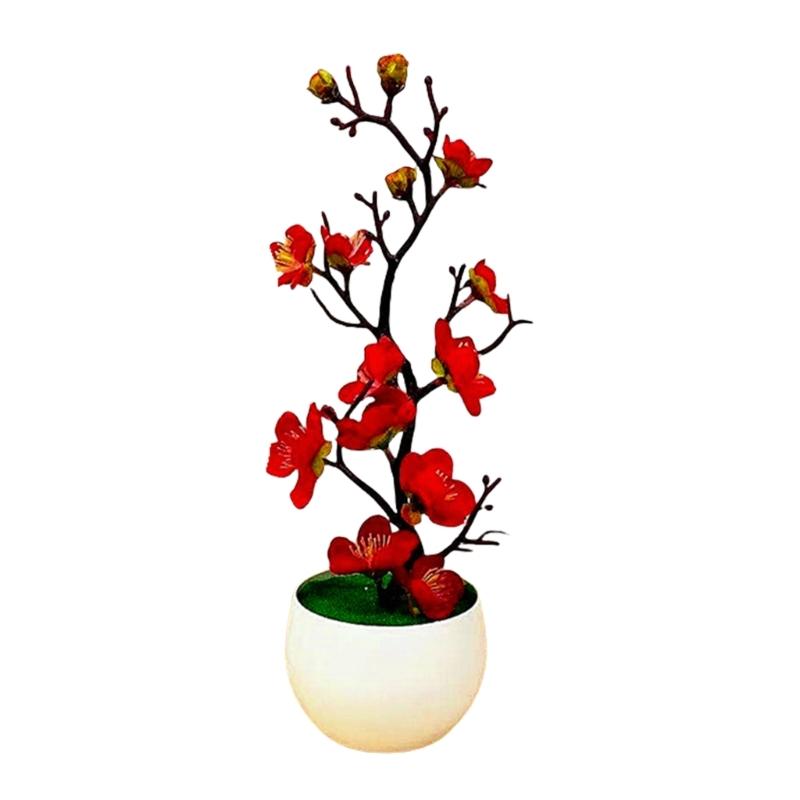 Artificial Potted Flower Tree Faux Foliage Plant for Living Room Office Decoration