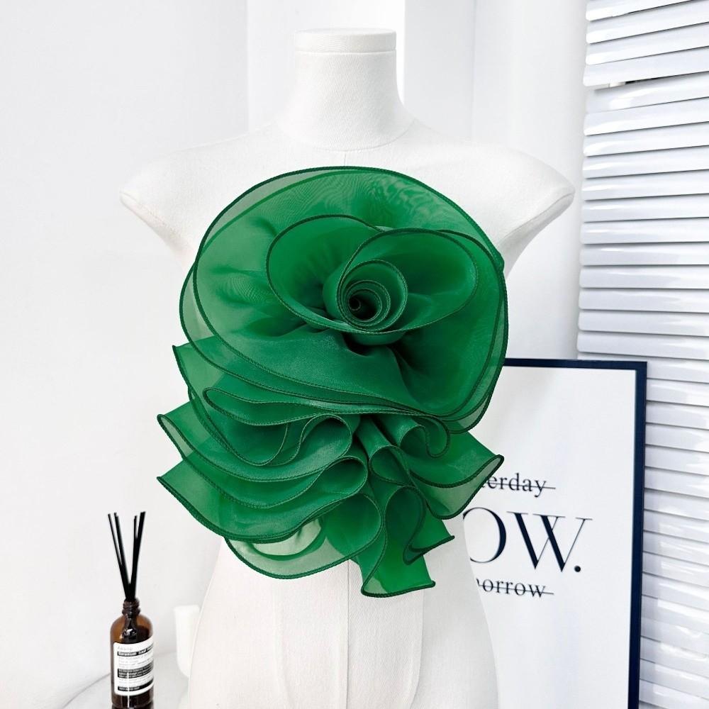 Fiori Petto 3D Stratificati Decorazione Abbigliamento Pieghettato Corsage Nuovo Fiore Rosa in Chiffon