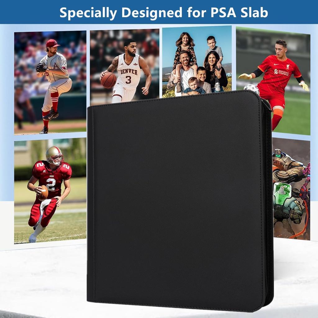 40 Pockets Graded Card Binder, Toploading PSA Slab Holder Album, PU Leather Graded Card Storage Binder, Premium 4 Pocket PSA Card Binder Album with