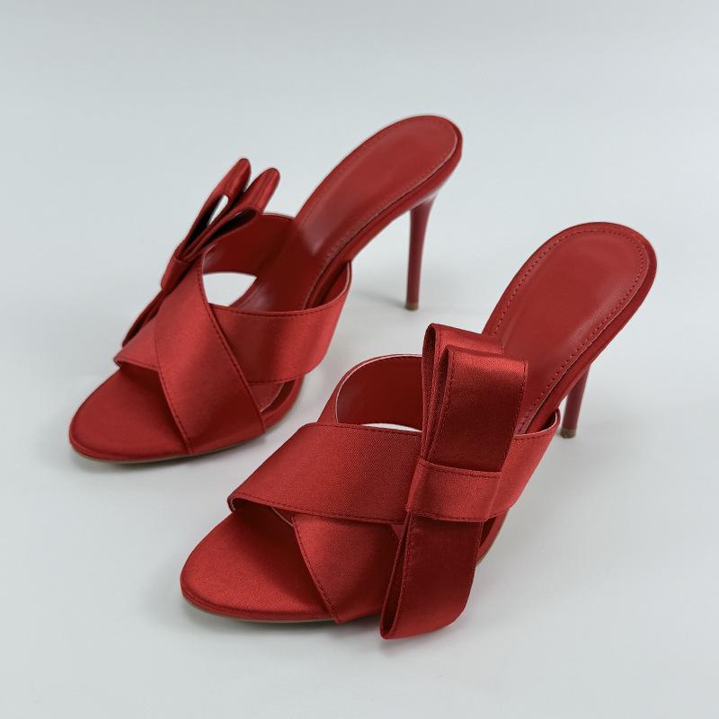 Sandales d'été pour femmes 2025 à lanières croisées et nœud papillon à talons hauts - Sandales de style féerique