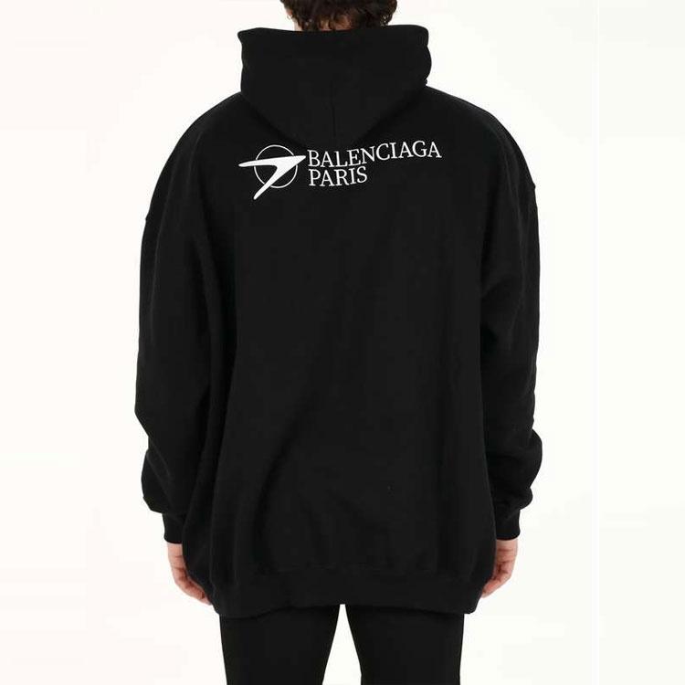Men's Balenciaga SS21 Cotton Large Hooded Long Sleeves Black 620973TKV871070