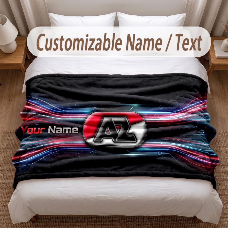 AZ Alkmaar Printed Flannel Blanket Custom Name Text Soft Warm Throw For Bedroom Holiday Gift