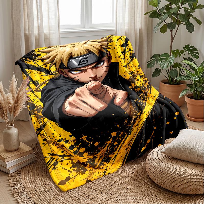 Naruto Uzumaki Printed Flannel Blanket Skin Friendly Warm Decorative Throw for Indoor Couch Bed Daily Use