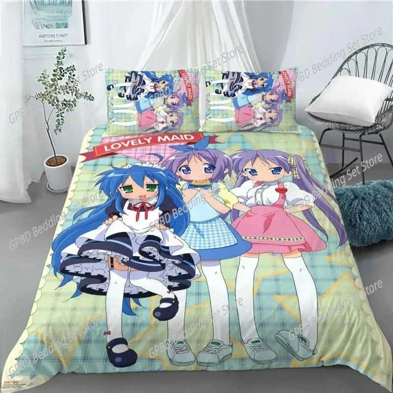 New Lucky Star 3D Print Anime Girl Duvet Cover Set Fashion Bedding Sets Comforter Duvet Cover Pillowcase Home Textiles