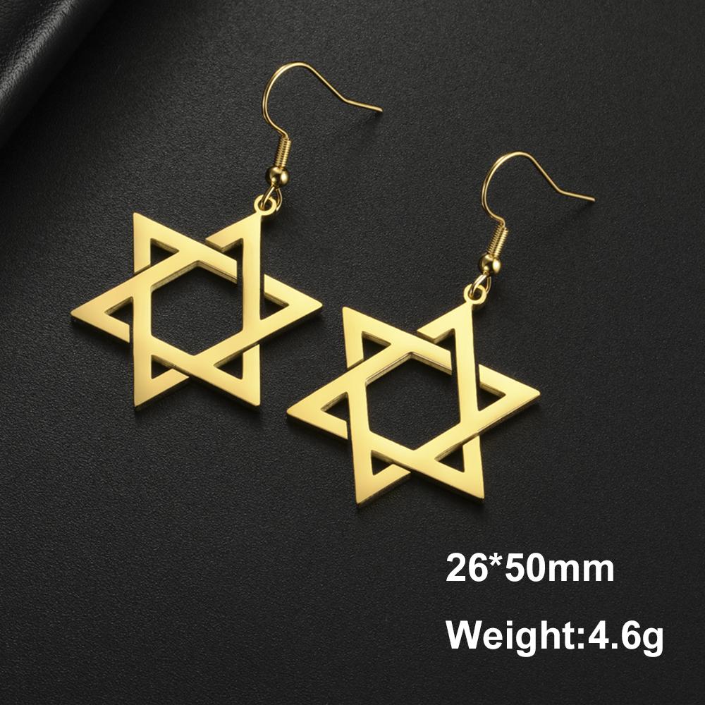 My Shape Davidstern Ohrhänger Edelstahl Hängende Ohrringe Großer Sechsspitziger Stern Judaica Amulett Je Schmuck