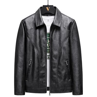 Giacca in pelle con risvolto da uomo autunnale Cappotto in pelle lavata PU da uomo coreano Giacca in pelle taglie forti da uomo