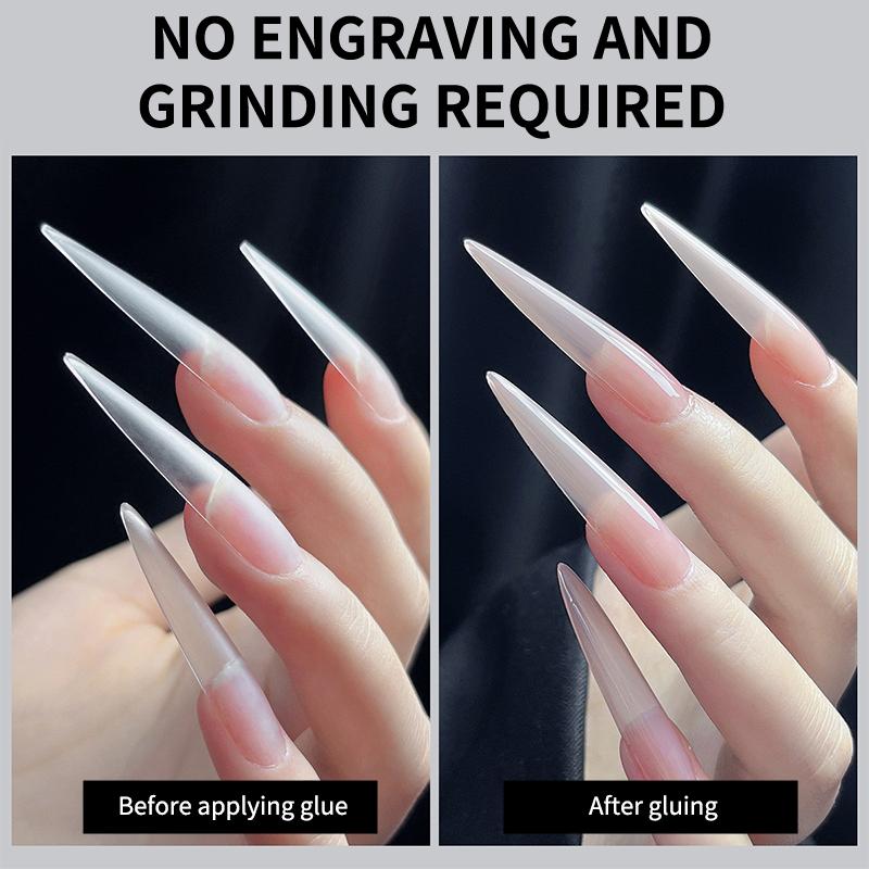 240/510Pcs Full Cover Frosted False Long Stiletto Nail Tips Sculpted Clear Press On Artificial Fake Nails Manicure Salon Supply