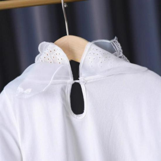 High-End Girls' Lace Collar White Summer Top - Thin Style, Short Sleeve
