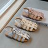 Girls Sandals Soild Color Versatile Kids Princess Shoes Weave Trend 2025 Summer New Children Beach Shoes Hollowed-out Breathable