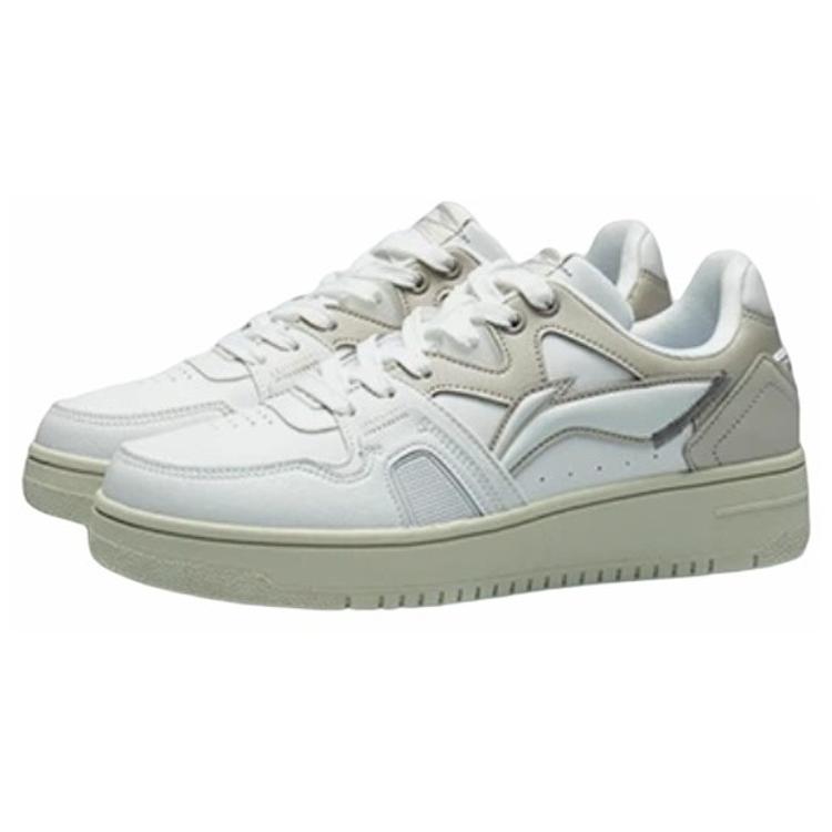 new LiNing Anti Slip Wear Resistant Low Top Skateboard Shoes Women's Champagne White