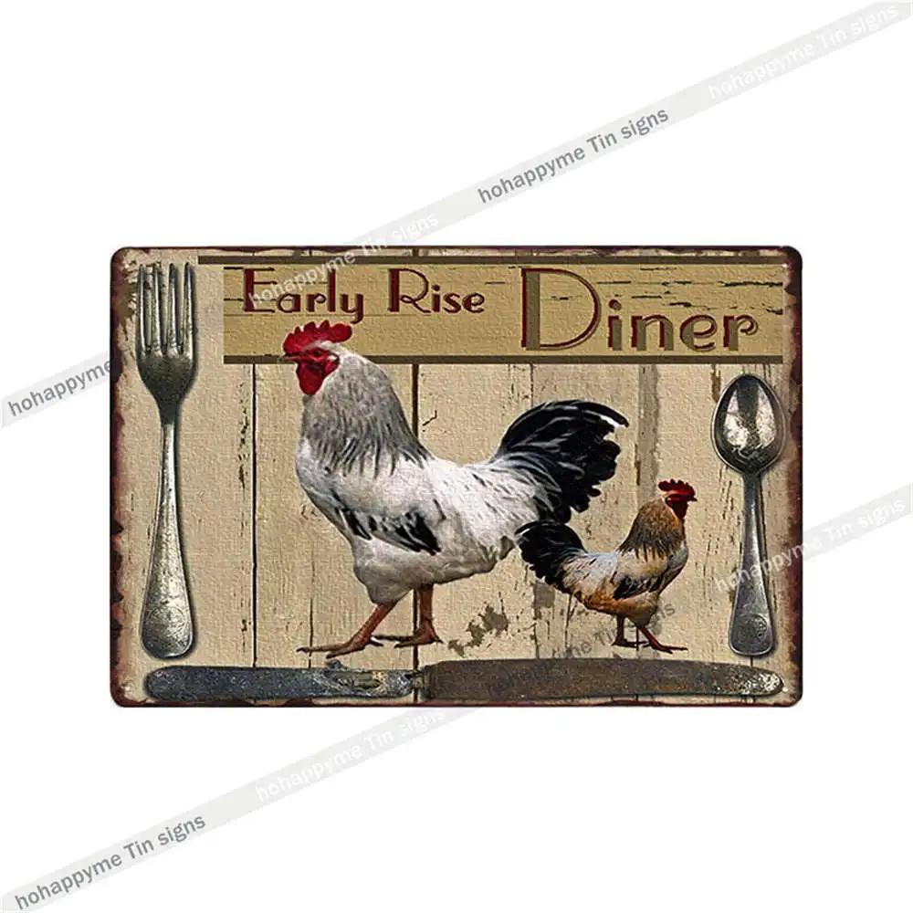 Welcome To The Funny Farm Metal Plate Tin Sign Rooster Decorative Chicken Coop Farmhouse Wall Art Iron Poster Home Decor 20x30cm