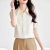 Fashion Trendy Silk Shirt Women's Short-sleeved Summer Wear New Polka Dot Printed Mulberry Silk Top