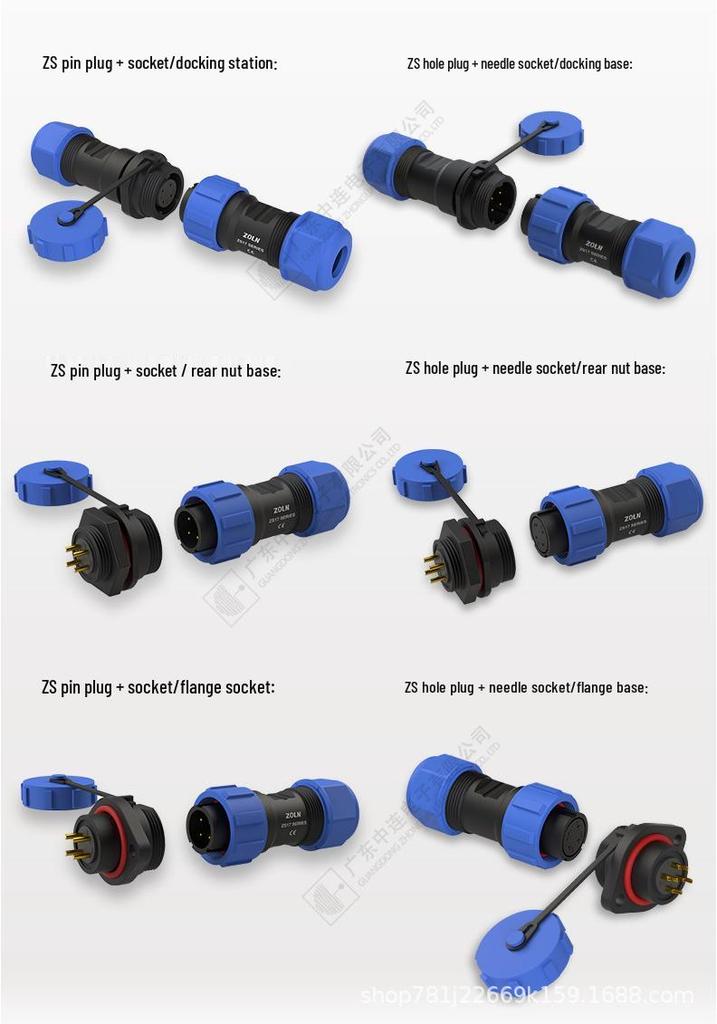 SP/ZS21 Aviation-Grade Waterproof Connector: Male Pin & Female Socket, 2-12 Core Options for Electrical Applications
