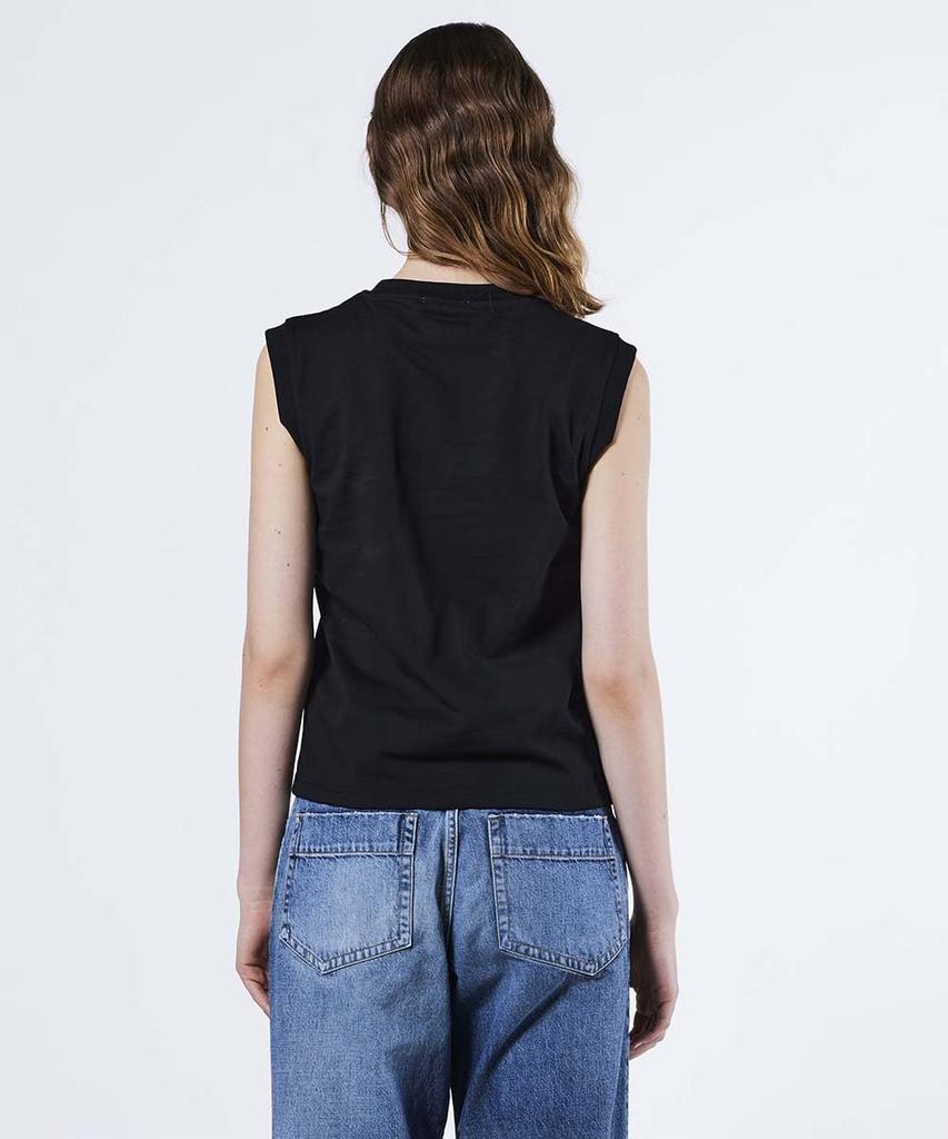 Double Standard Clothing D Logo Block Sleeveless Black Top, 0208-000-252, Women's,