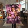 1 ks Flanelová deka s potiskem Messi, Vysoce kvalitní, Pro všechna roční období, Domácí dekorace, Teplo a pohodlí, Perfektní jako vánoční dárky