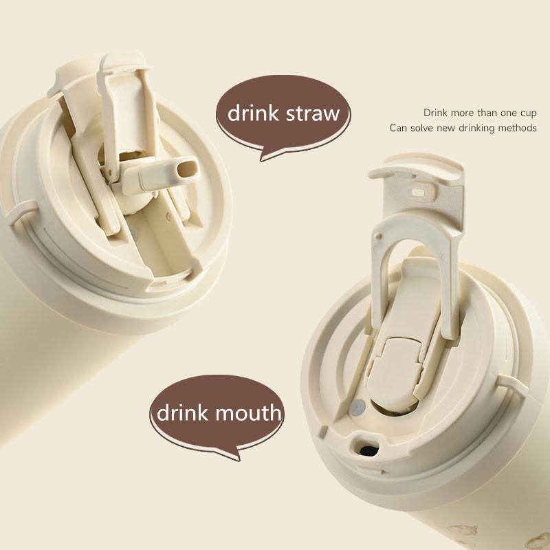 500ml Thermal Mug with Handle 304 Stainless Steel Insulated Vacuum Flask Coffee Mug Thermos Lily of the Valley Flower Luck Cup