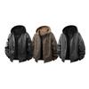 Men's Retro Faux Leather Two-Piece Bomber Jacket - Autumn/Winter Trendy Loose Fit Outerwear